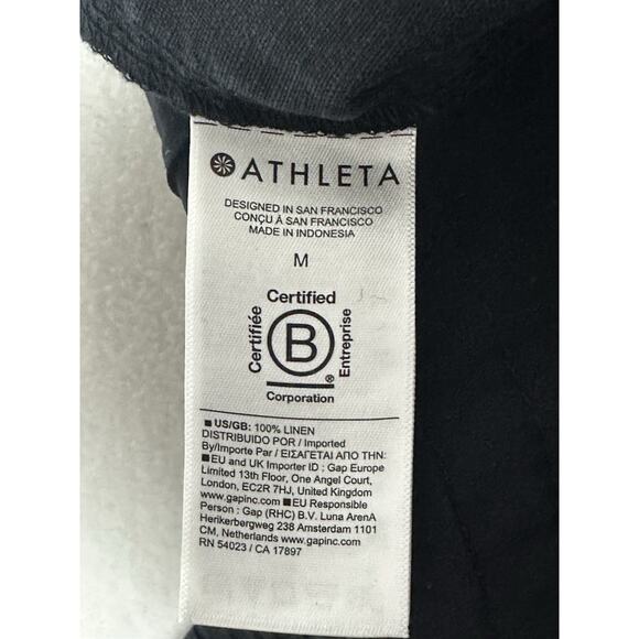 Athleta Women's Medium Petite Retreat Linen High Rise Wide Leg Pants Black EUC - Picture 8 of 10